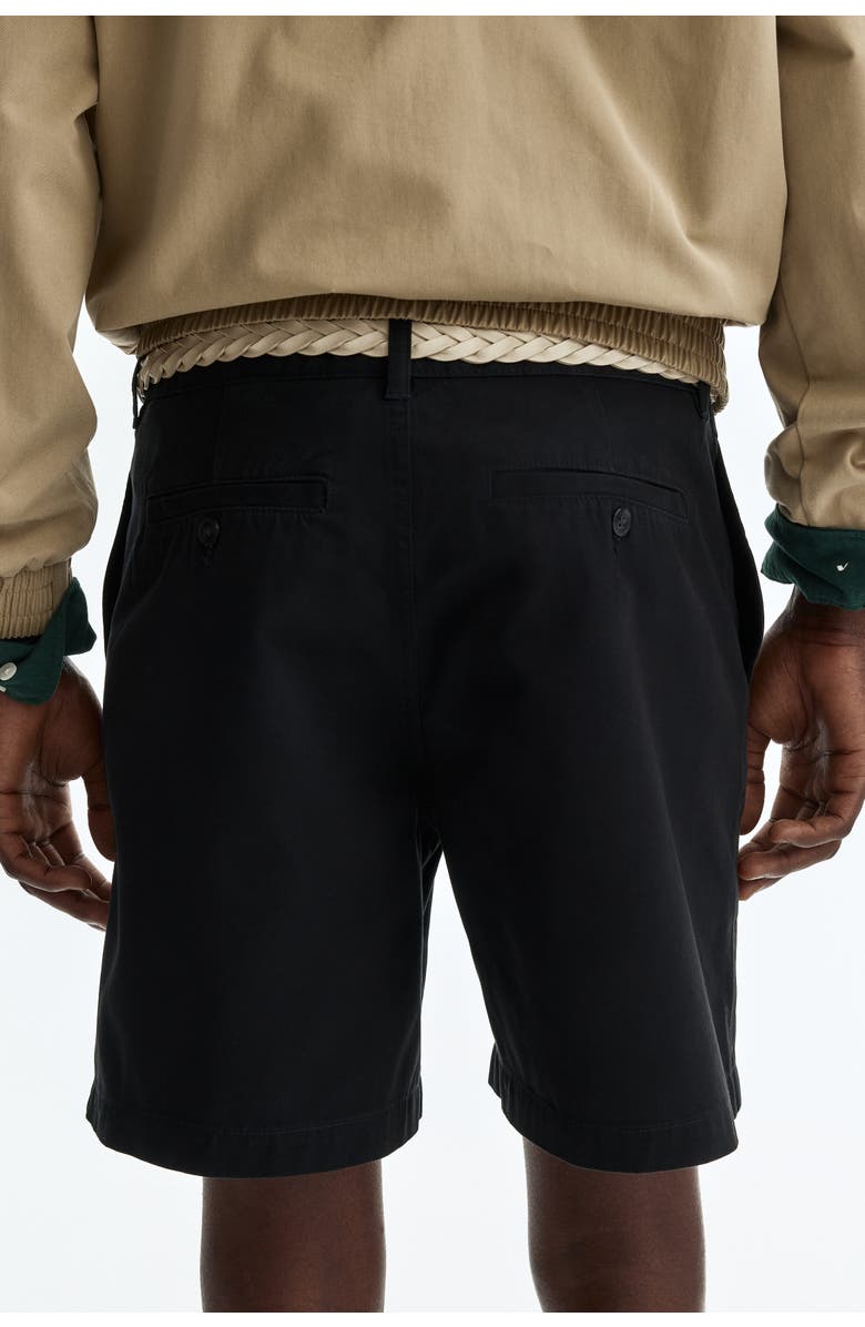 H&M Relaxed Fit Chino Shorts, Alternate, color, Black