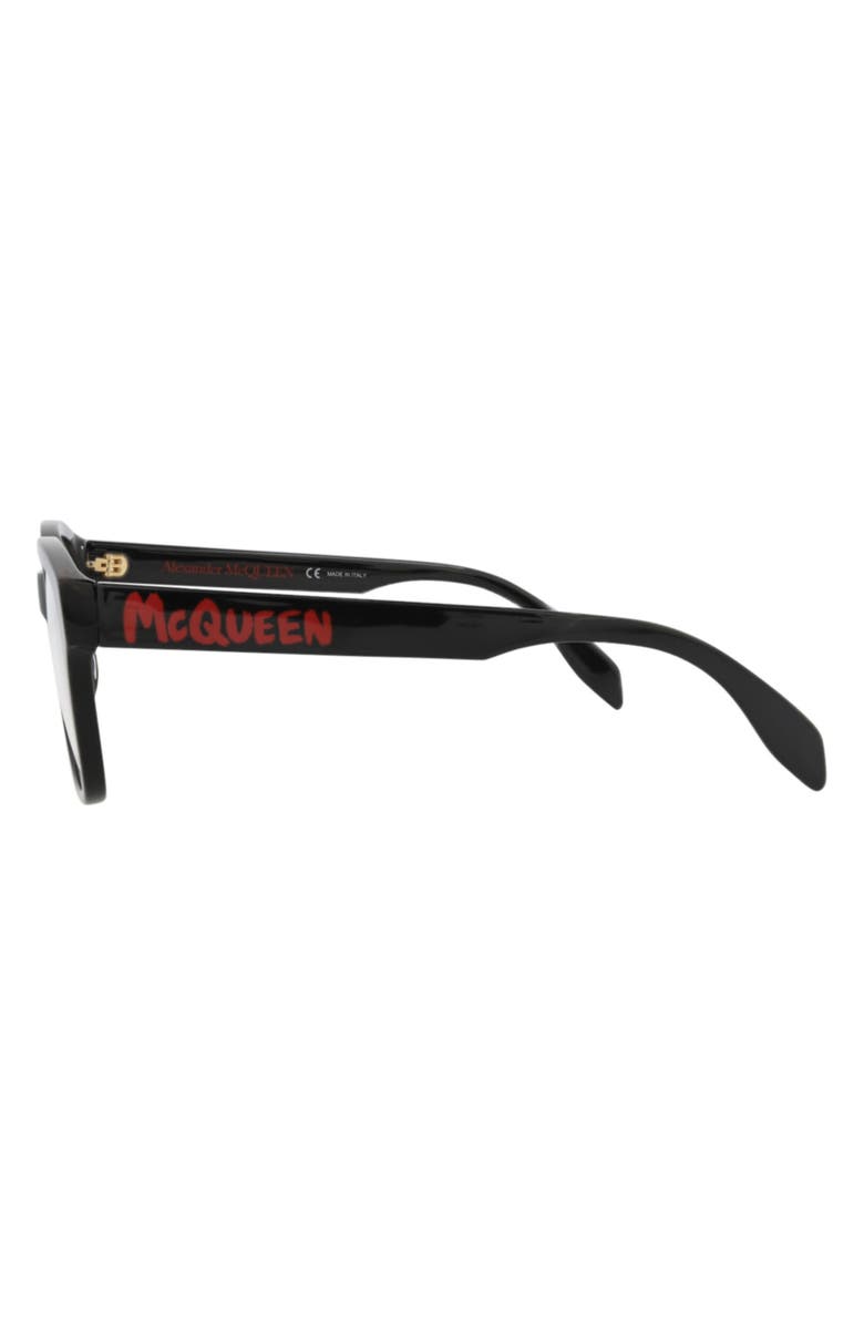 McQueen 52mm Square Optical Glasses, Alternate, color, Black Black Transparent