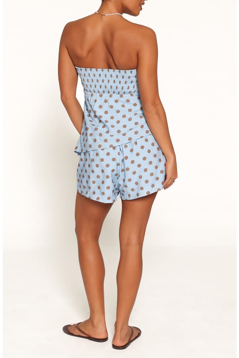 Bronte Polka Dot Strapless Top & Shorts Set, Alternate, color, BLUE