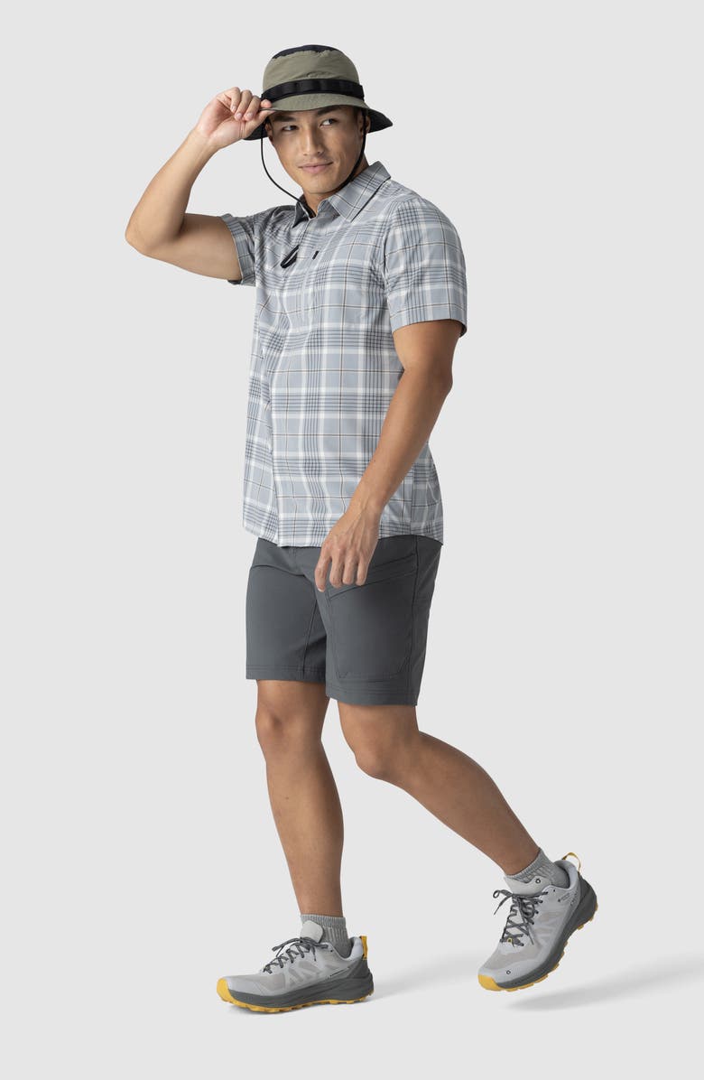 Outdoor Research Astroman Short Sleeve Sun Shirt, Alternate, color, Light Pewter Plaid