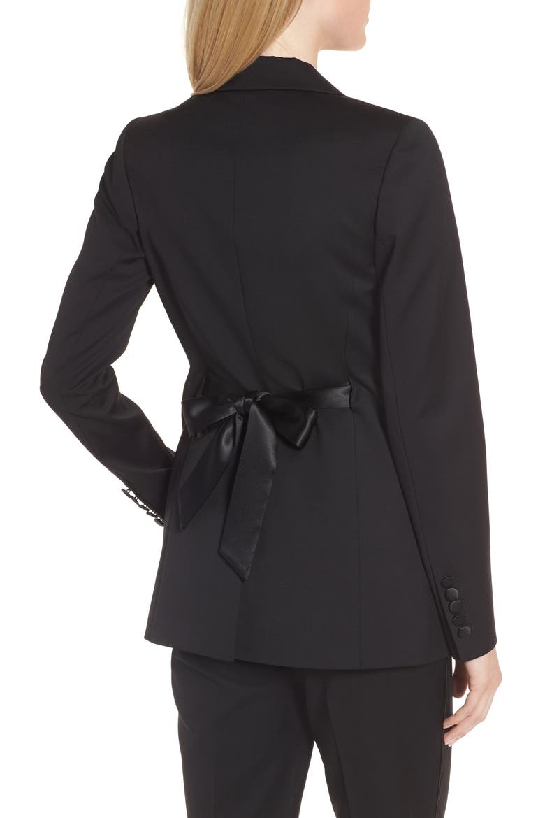 Tuxedo Detail Wool Suit Jacket, Alternate, color, BLACK