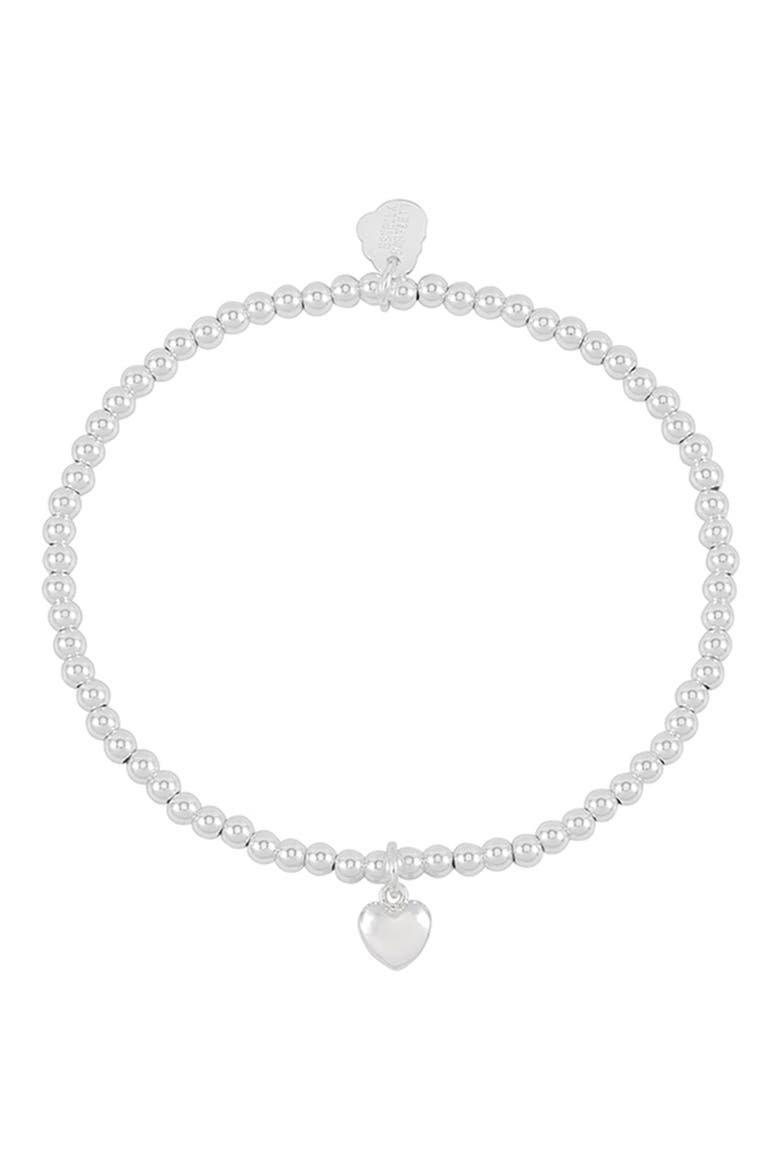 Puffed Heart Sienna Beaded Stretch Bracelet, Alternate, color, SILVER