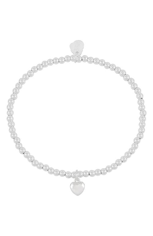 Estella Bartlett Puffed Heart Sienna Beaded Stretch Bracelet In White