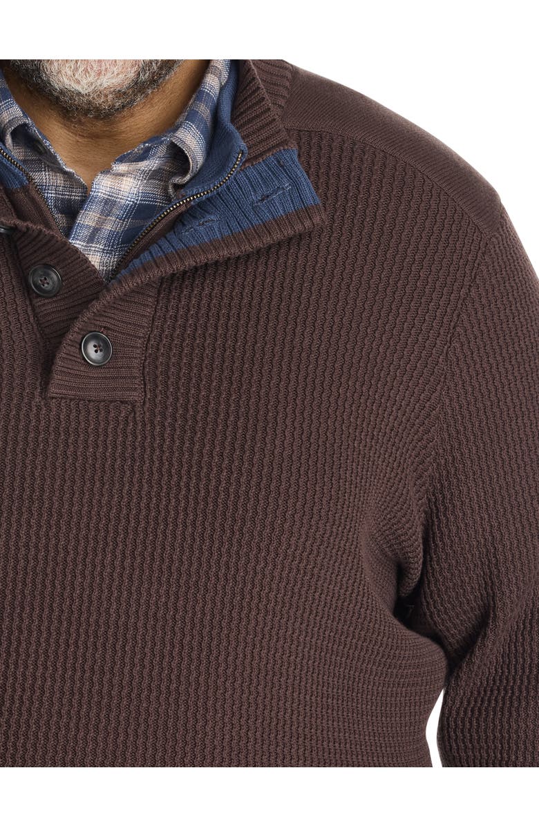 Oak Hill by DXL Big & Tall Murphy Textured Mockneck Sweater, Alternate, color, Brown