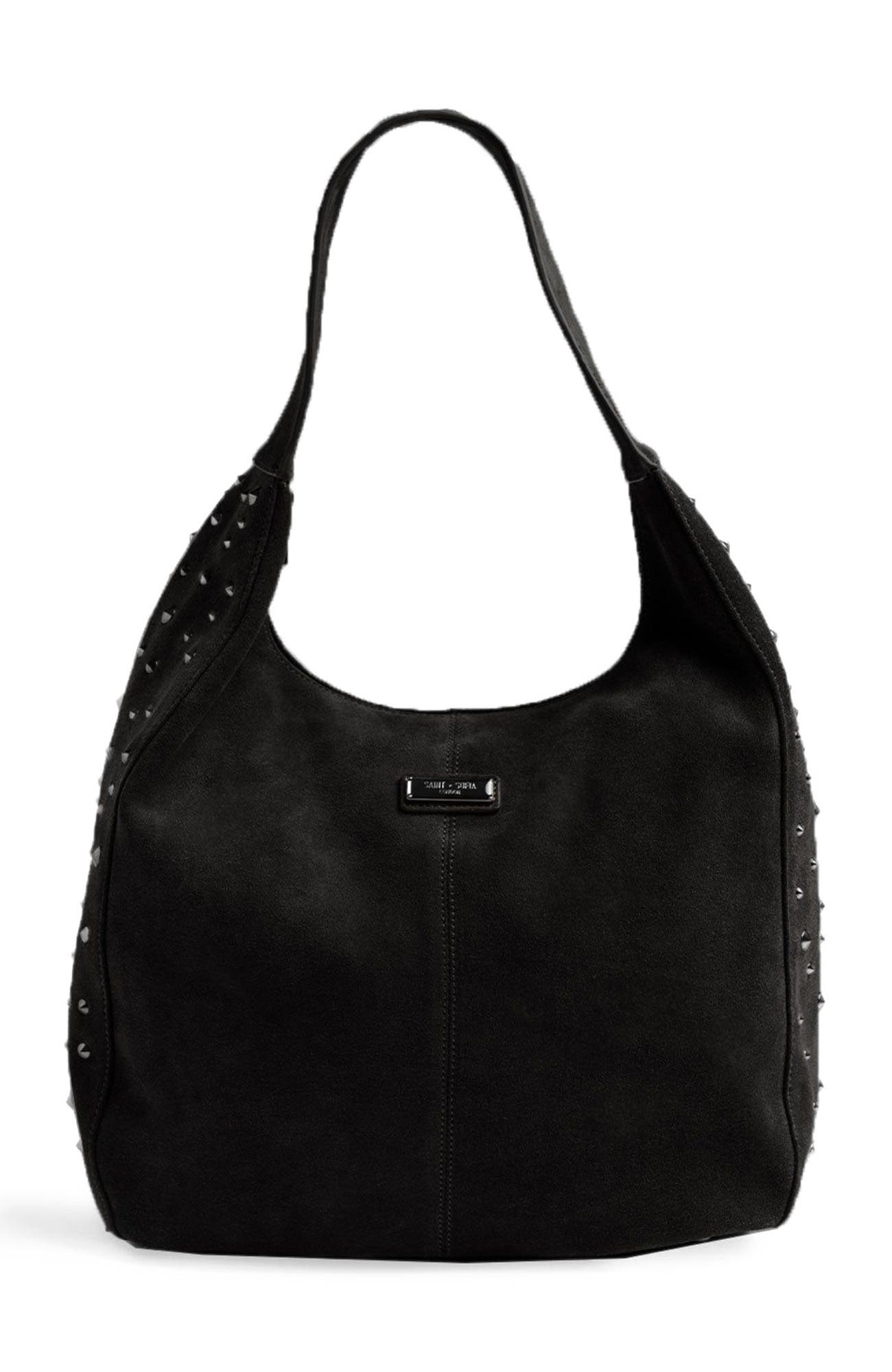 Saint + Sofia Margot Hobo Shoulder Bag, Main, color, Black