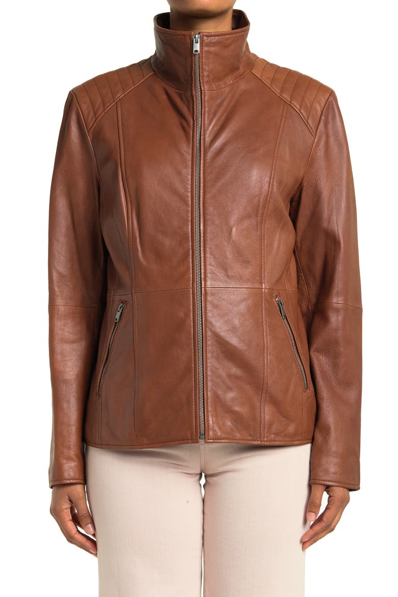 Fabian Leather Jacket, Alternate, color, COGNAC