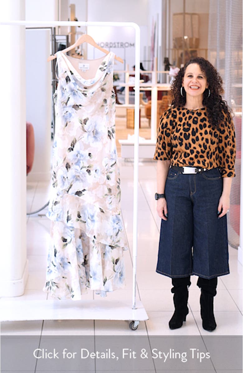 Floral Print Chiffon Cocktail Dress, sales video thumbnail