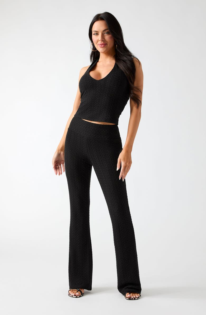 GUESS Joey Knit Flare Pants, Alternate, color, Black/ Black