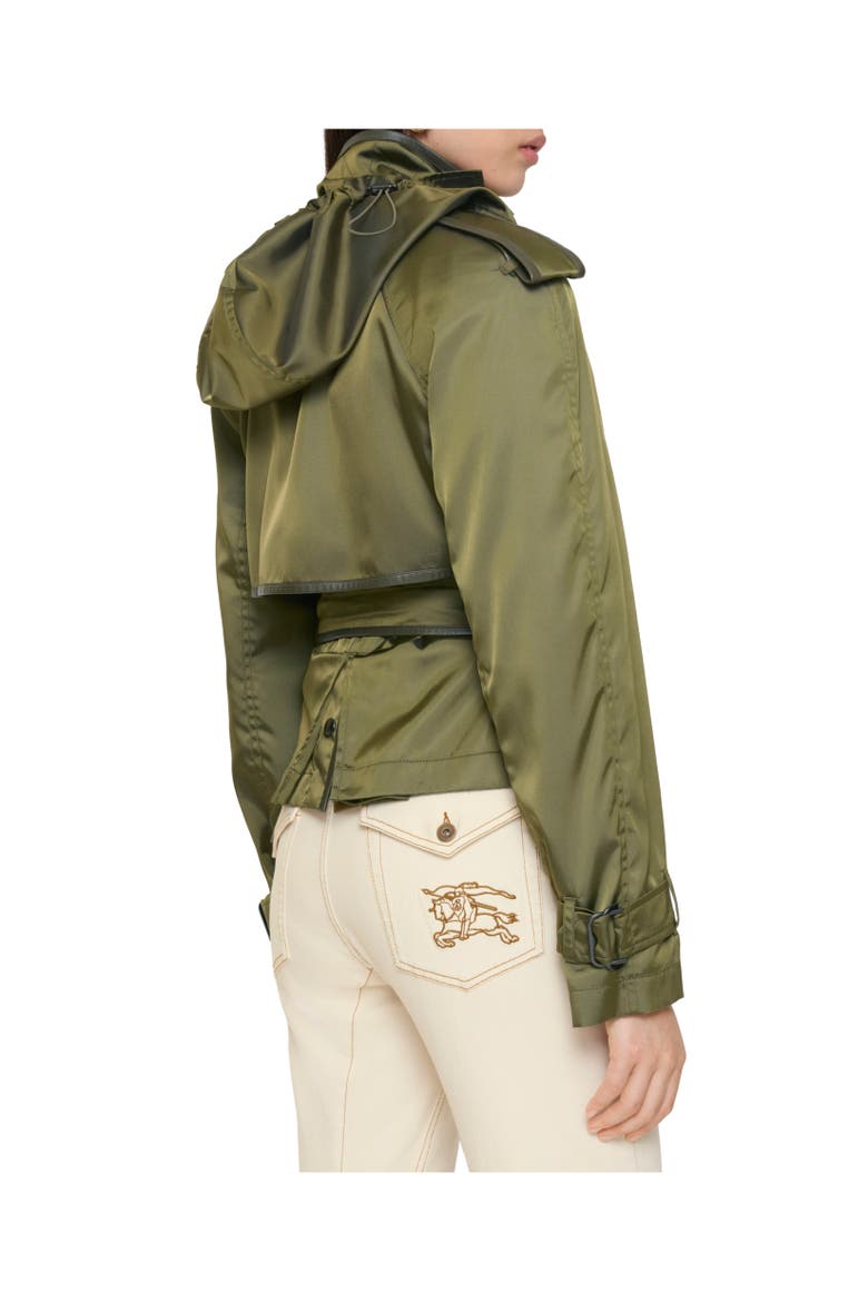 Short Nylon Blend Trench Coat, Alternate, color, Tent green