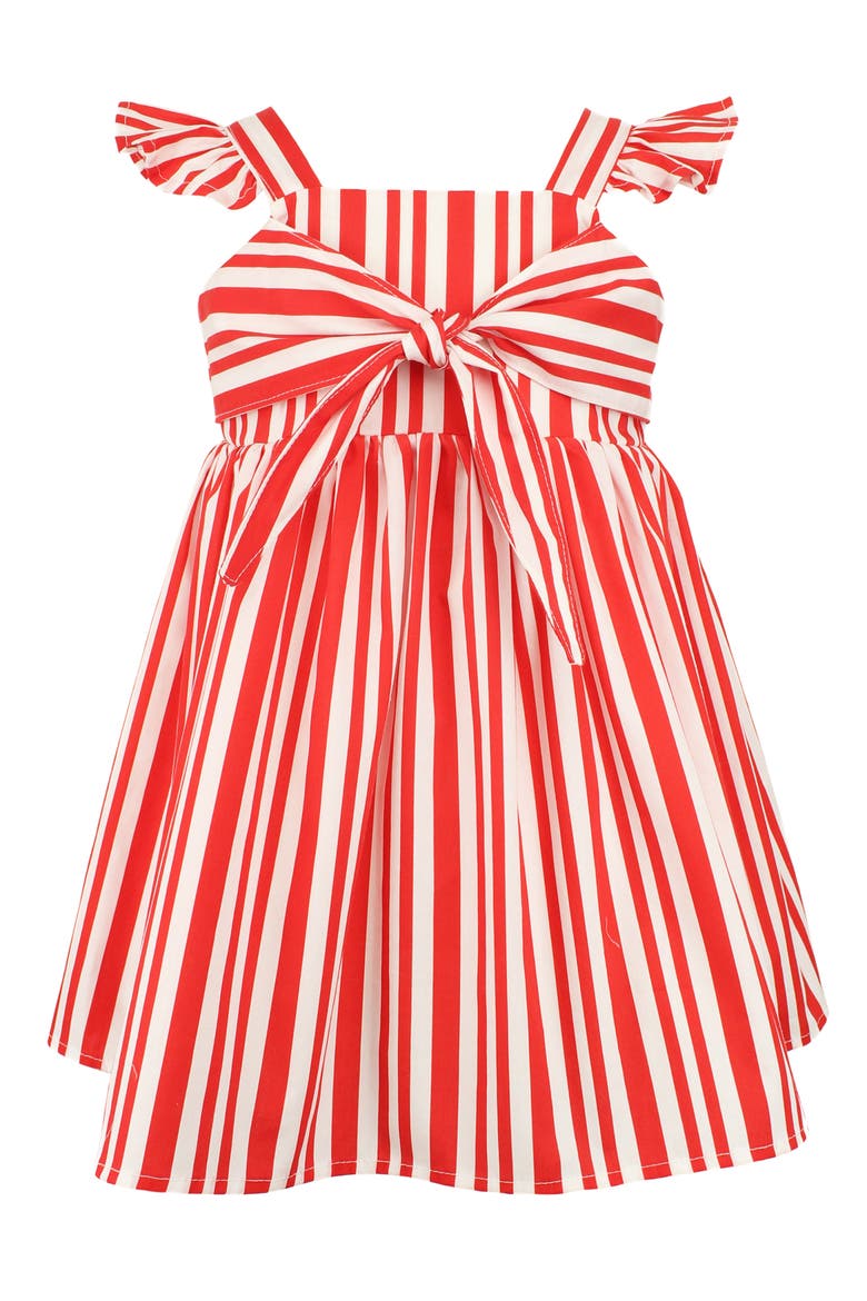 Tie Bodice Stripe Party Dress, Main, color, RED