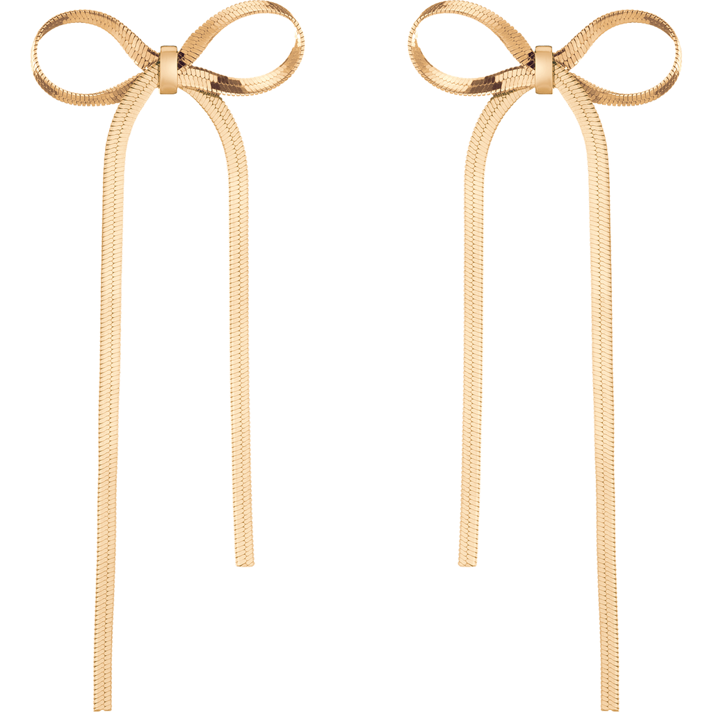 Aurate New York Herringbone Bow Earrings In Yellow