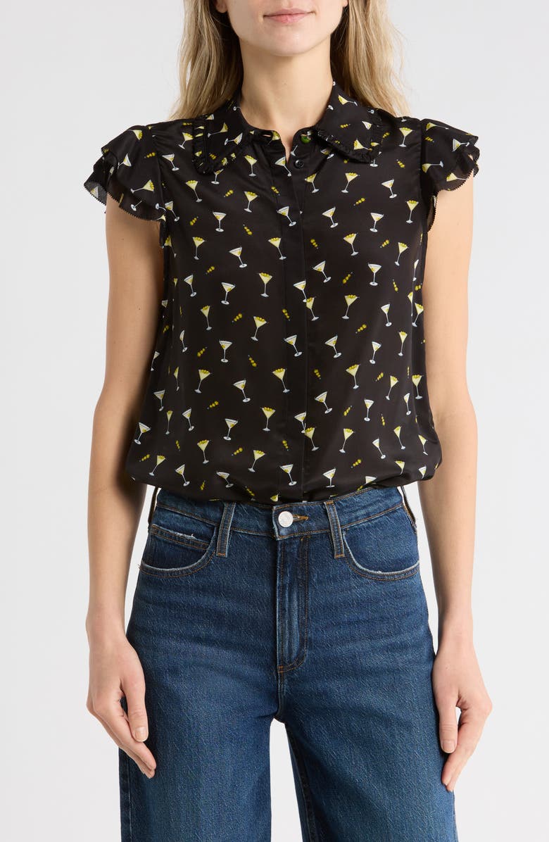 Alice + Olivia Ruffle Silk Blouse, Main, color, Last Call