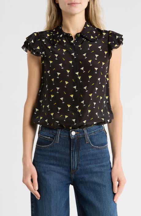 Alice + Olivia Ruffle Silk Blouse