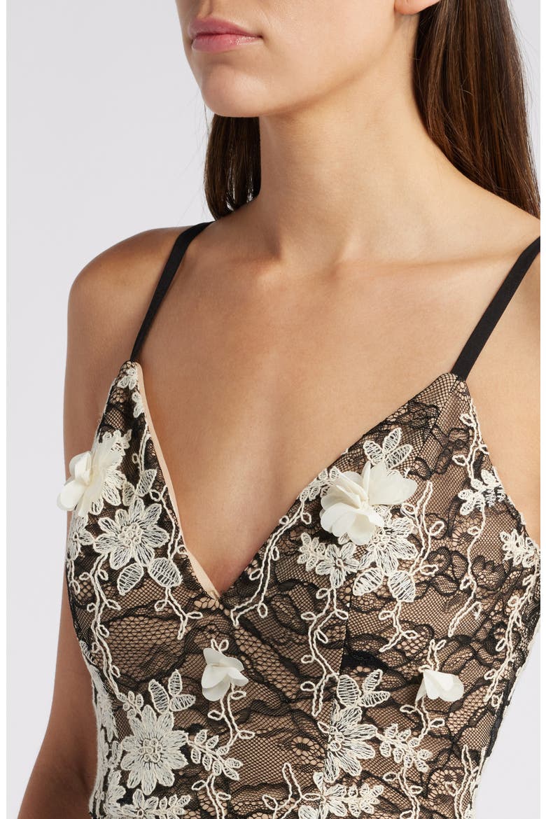 Tahani Embroidered Lace Cocktail Midi Dress, Alternate, color, BLACK-WHITE
