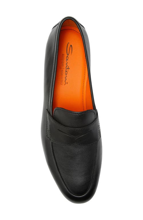 Santoni Carlos Penny Loafers In Black