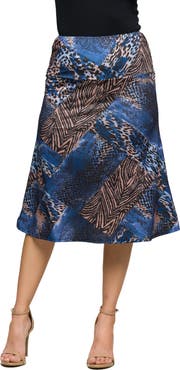24seven Comfort Apparel Animal Print Knee Length Skirt