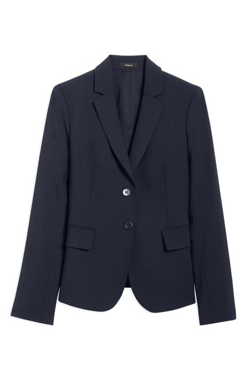 Theory Single-breasted Blazer Jacket In Navy Blue Polyester In Nocturne Navy