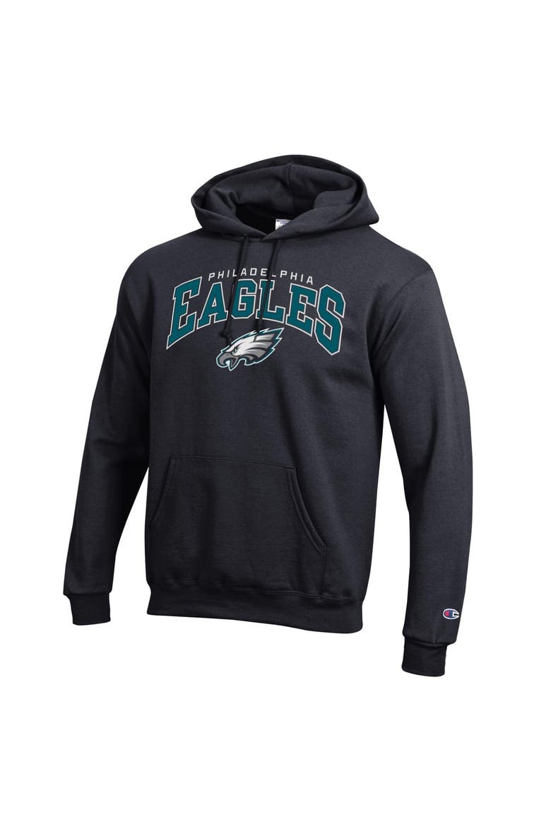Men's Champion Black Philadelphia Eagles Powerblend Arch over Logo Hoodie, Alternate, color, Black