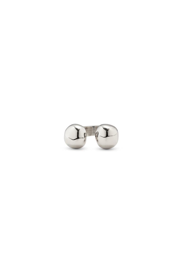 Open Ring with Two Beads, Alternate, color, Silver