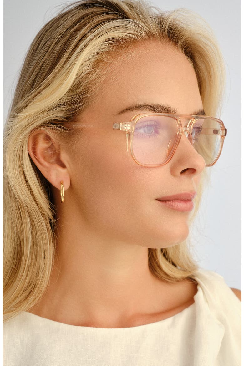 The Atticus 53mm Aviator Blue Light Blocking Reading Glasses, Alternate, color, CRYSTAL SAND