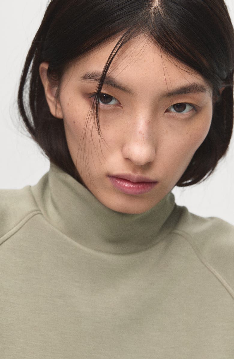 MANGO Mock Neck Sweatshirt, Alternate, color, Khaki Green