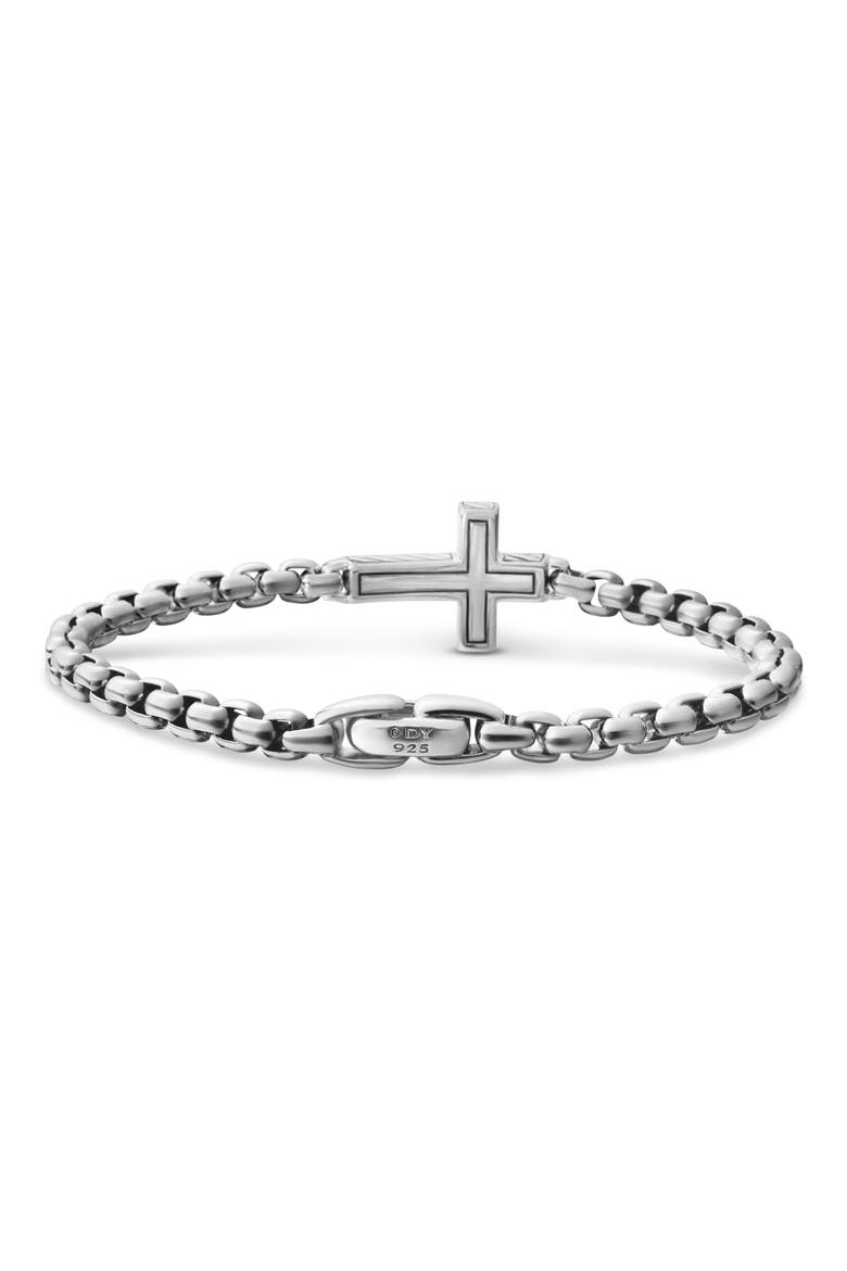Cross Station Bracelet in Sterling Silver with Diamonds, 5mm, Alternate, color, SILVER