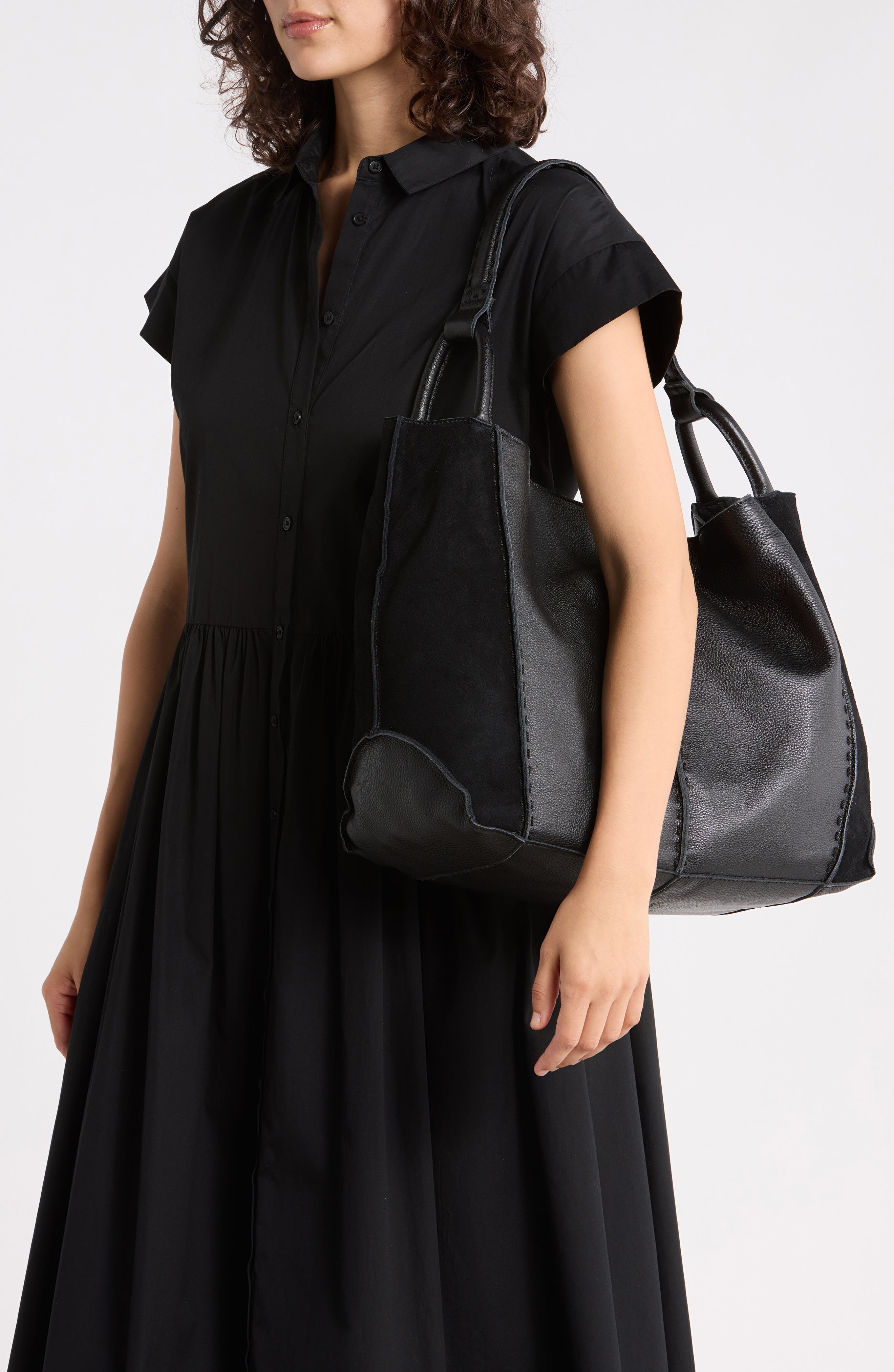 Los Feliz Large Suede Tote, Alternate, color, BLK SD BLOCK