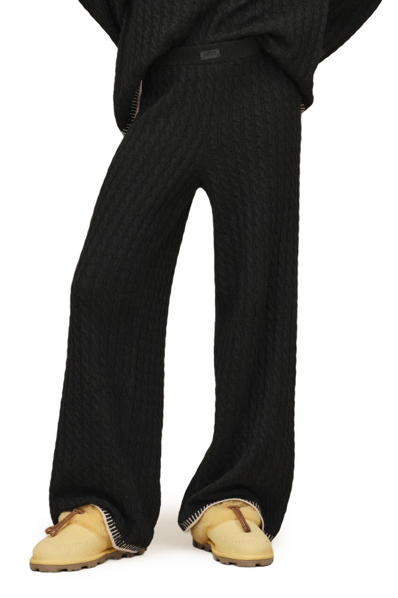 Rylynn Cable Knit Straight Leg Pants, Main, color, BLACK