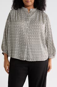 MAX STUDIO Print Half Placket Top