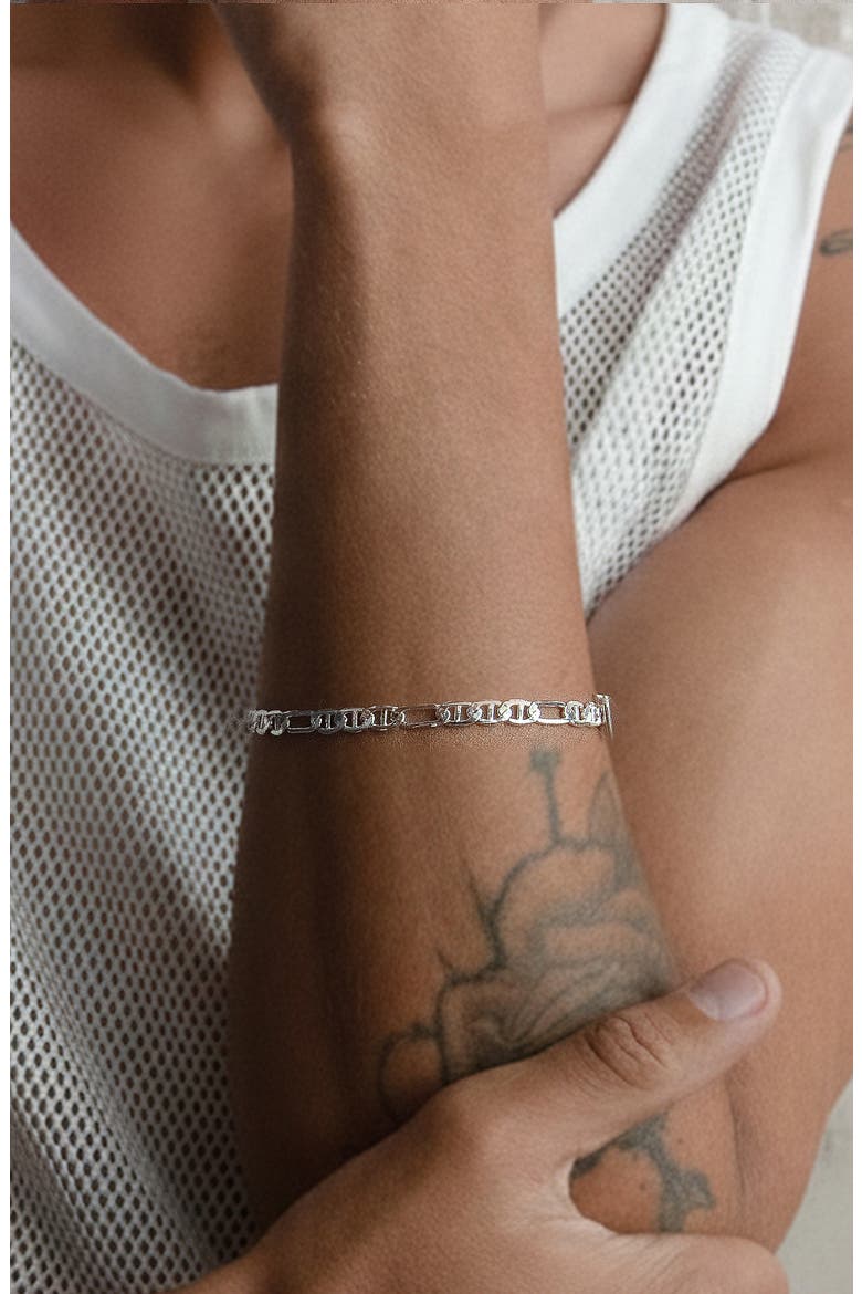 Figaro Bracelet in Silver, Alternate, color, Silver