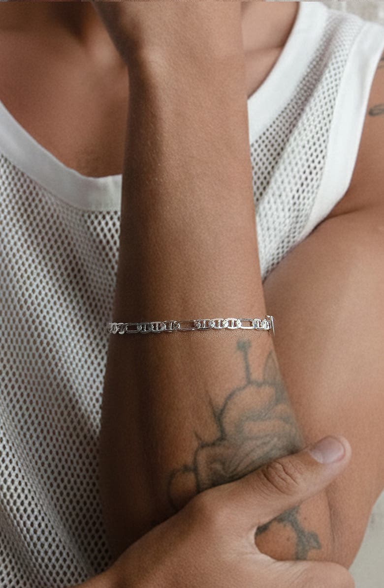 YOJ Figaro Bracelet in Silver, Alternate, color, Silver