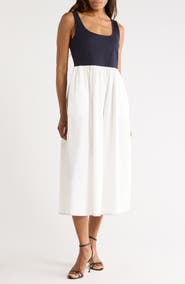 Diane von Furstenberg Selena Sleeveless Mixed Media Midi Dress