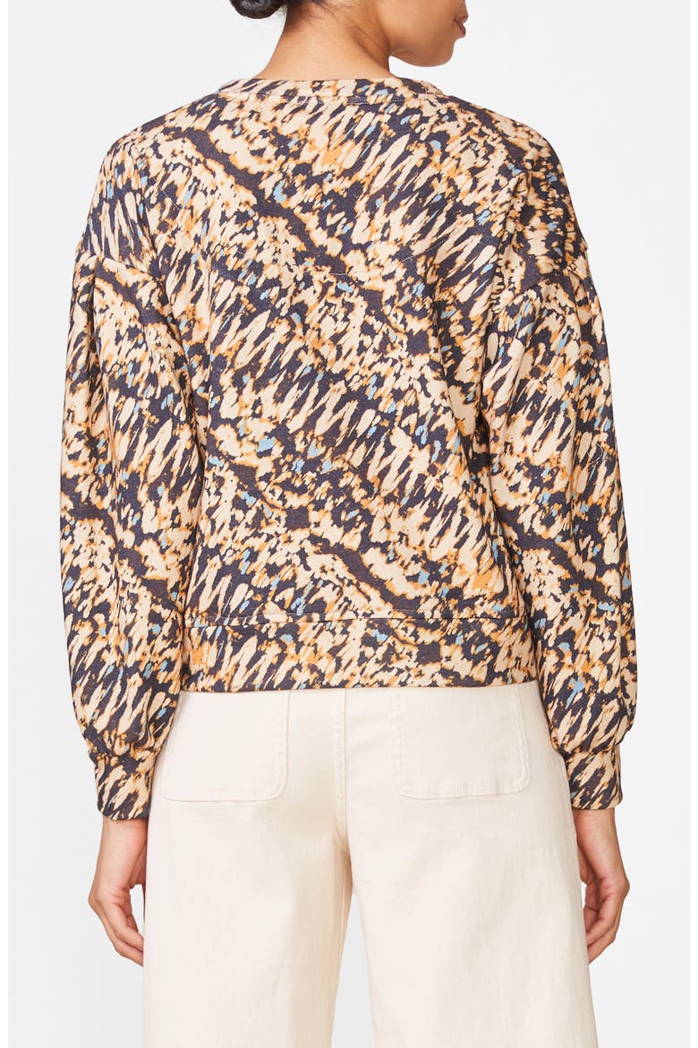 Printed Balloon Sleeve Sweatshirt, Alternate, color, BRWN MULTI