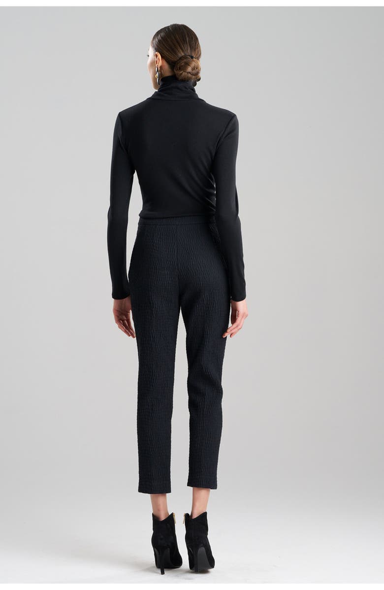 Natori Textured Cotton Jacquard Side Zip Tapered Pant, Alternate, color, Black