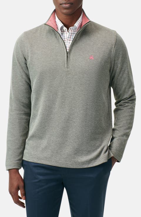 Heathered PiquÃ© Half Zip Pullover