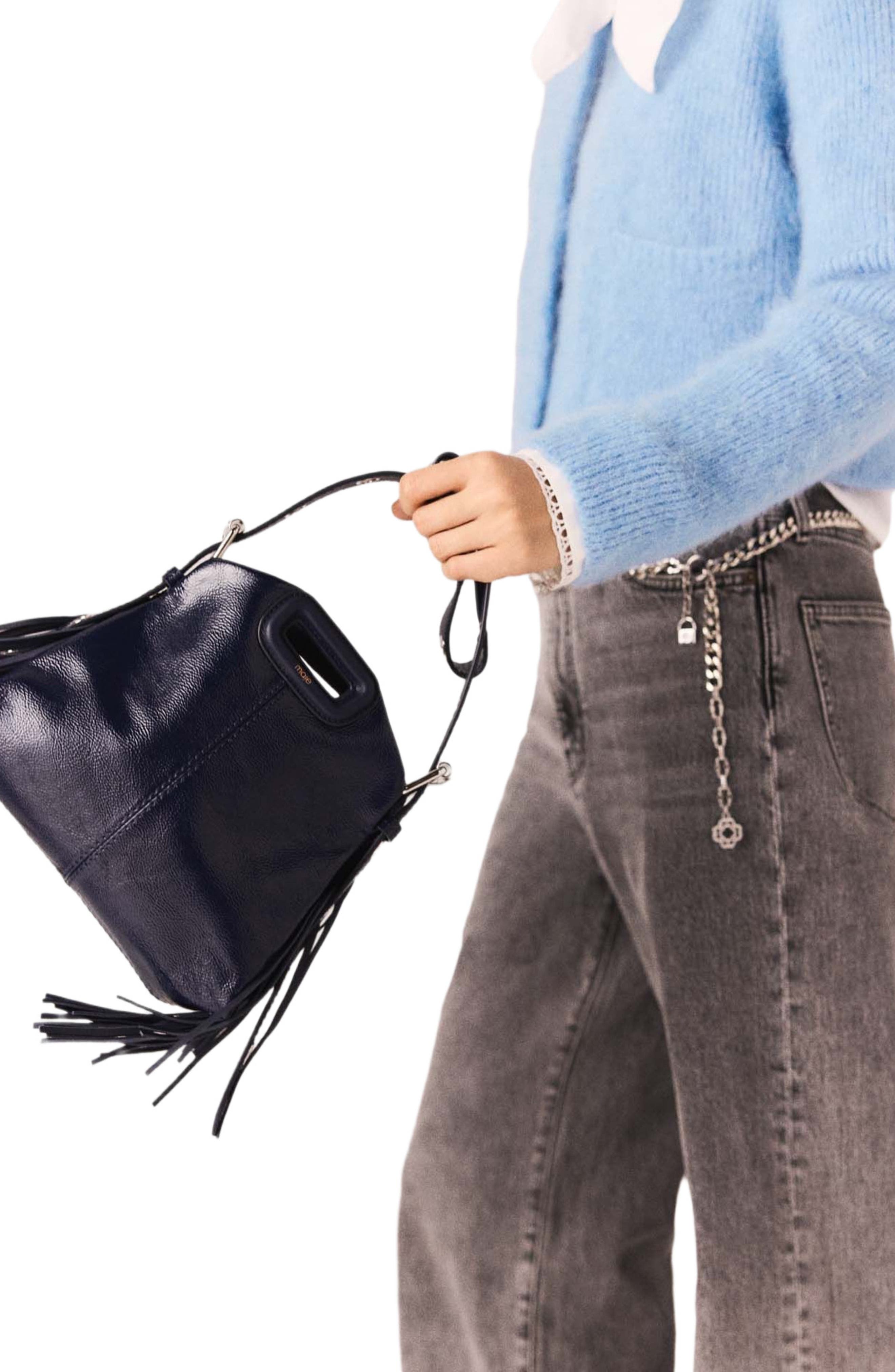 maje Naplak leather Miss M Mini bag, Alternate, color, Navy