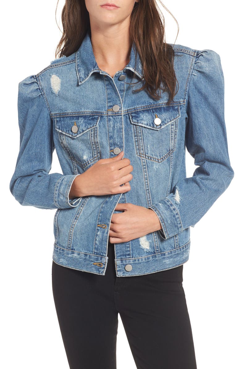 BP. Puff Sleeve Denim Jacket, Main, color, 