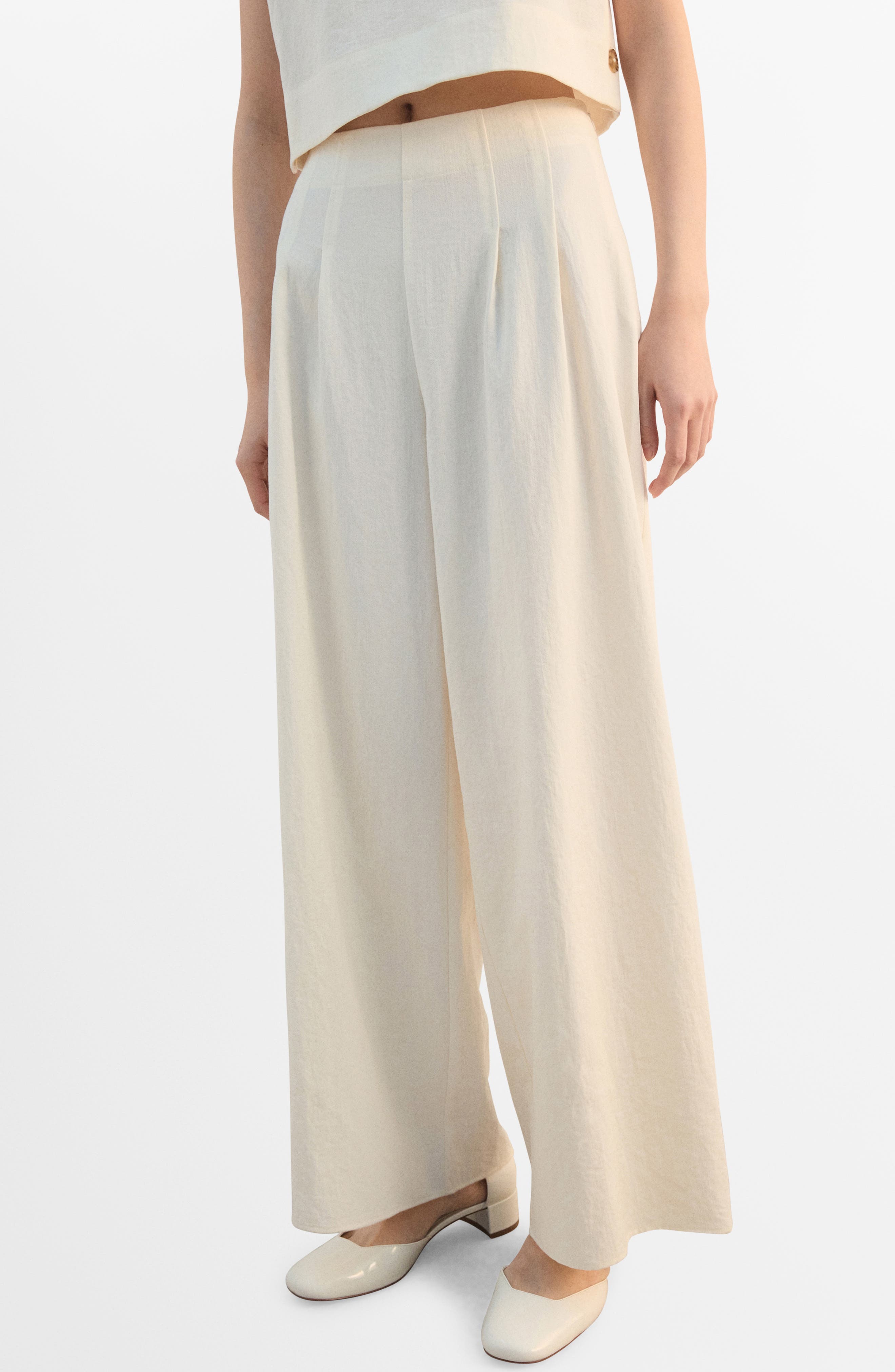 Pleated Straight Leg Pants