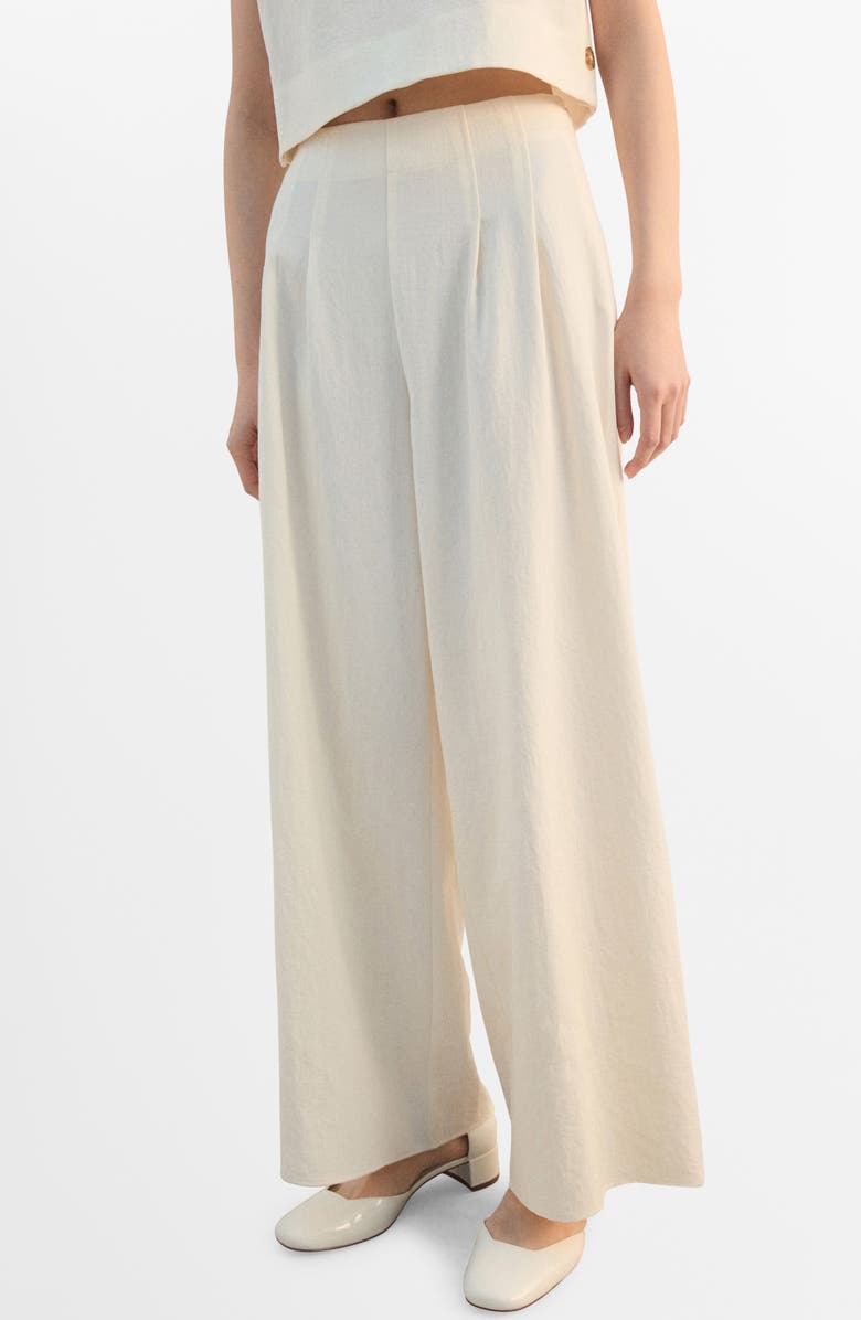 MANGO Pleated Straight Leg Pants, Main, color, Ecru