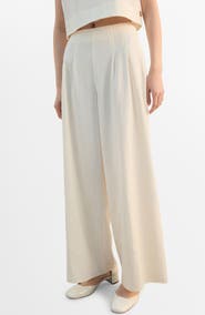MANGO Pleated Straight Leg Pants
