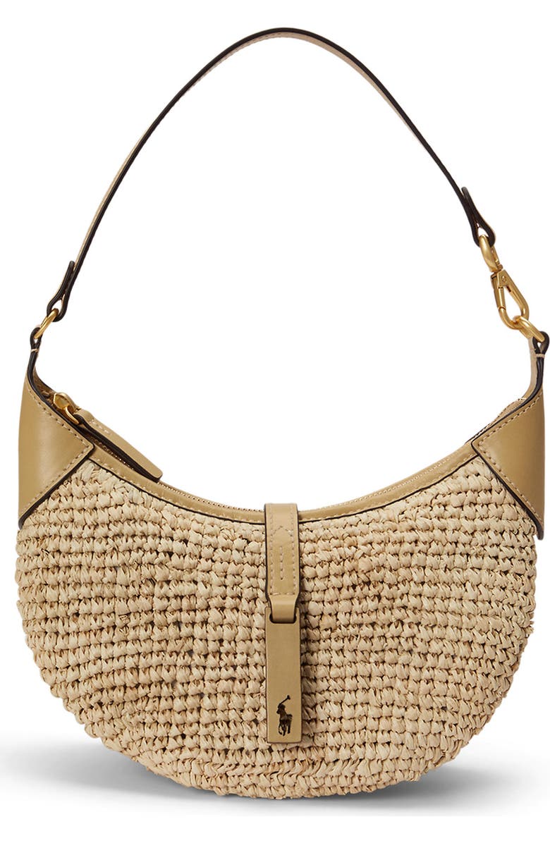 Polo Ralph Lauren Raffia Shoulder Bag, Main, color, Natural/ Cashmere