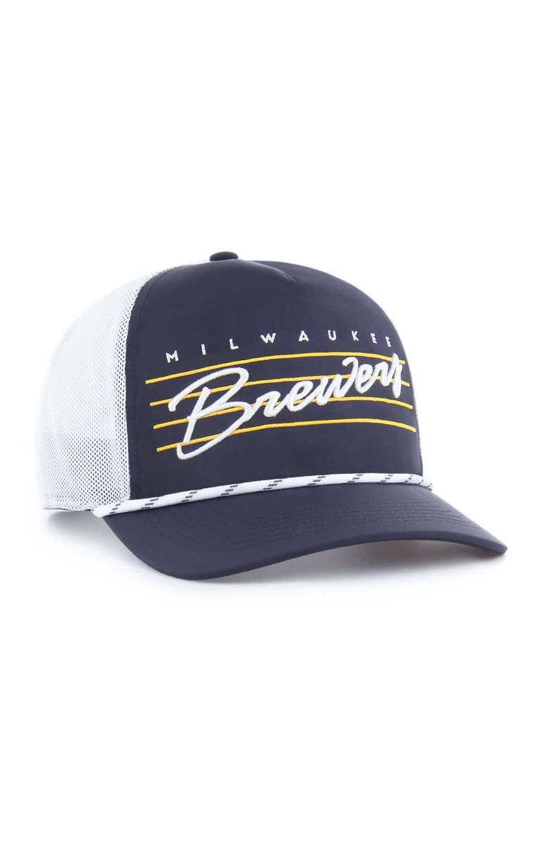 '47 Men's '47 Navy Milwaukee Brewers Brrr Downburst Mesh Hitch Adjustable Hat, Alternate, color, Navy