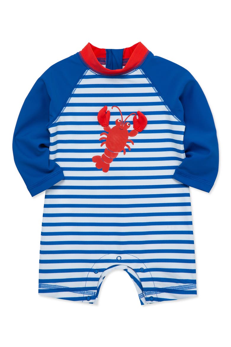 Lobster Long Sleeve One-Piece Rashguard Swimsuit, Alternate, color, BLUE