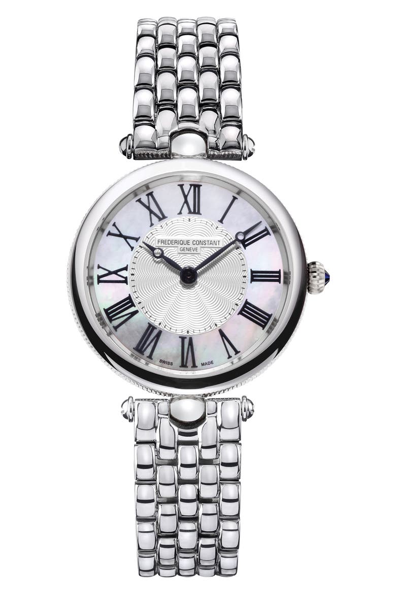 Classics Art Deco Round Bracelet Watch, 30mm, Main, color, SILVER-TONE