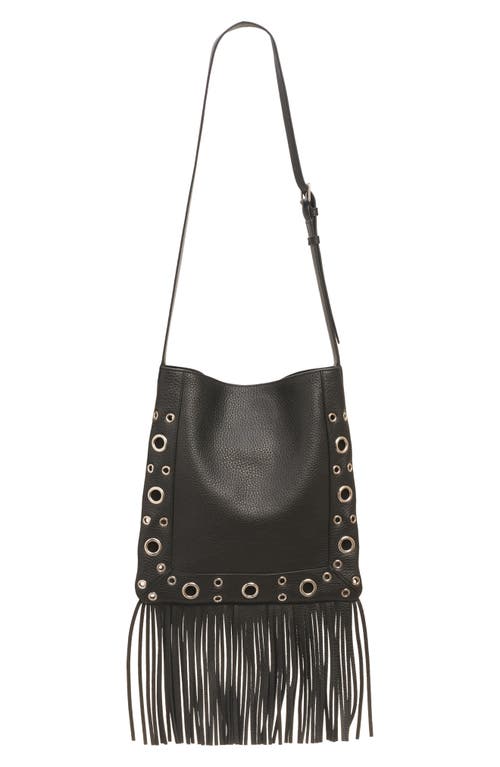 Valentino Garavani Medium Nellcôte Fringe Stud Crossbody Bag In Nero