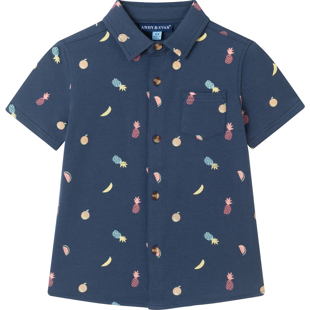 Andy & Evan Kids' Button Down Polo In Navy Blue
