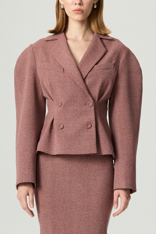 Nocturne Double-breasted Tailored Blazer In Burgundy