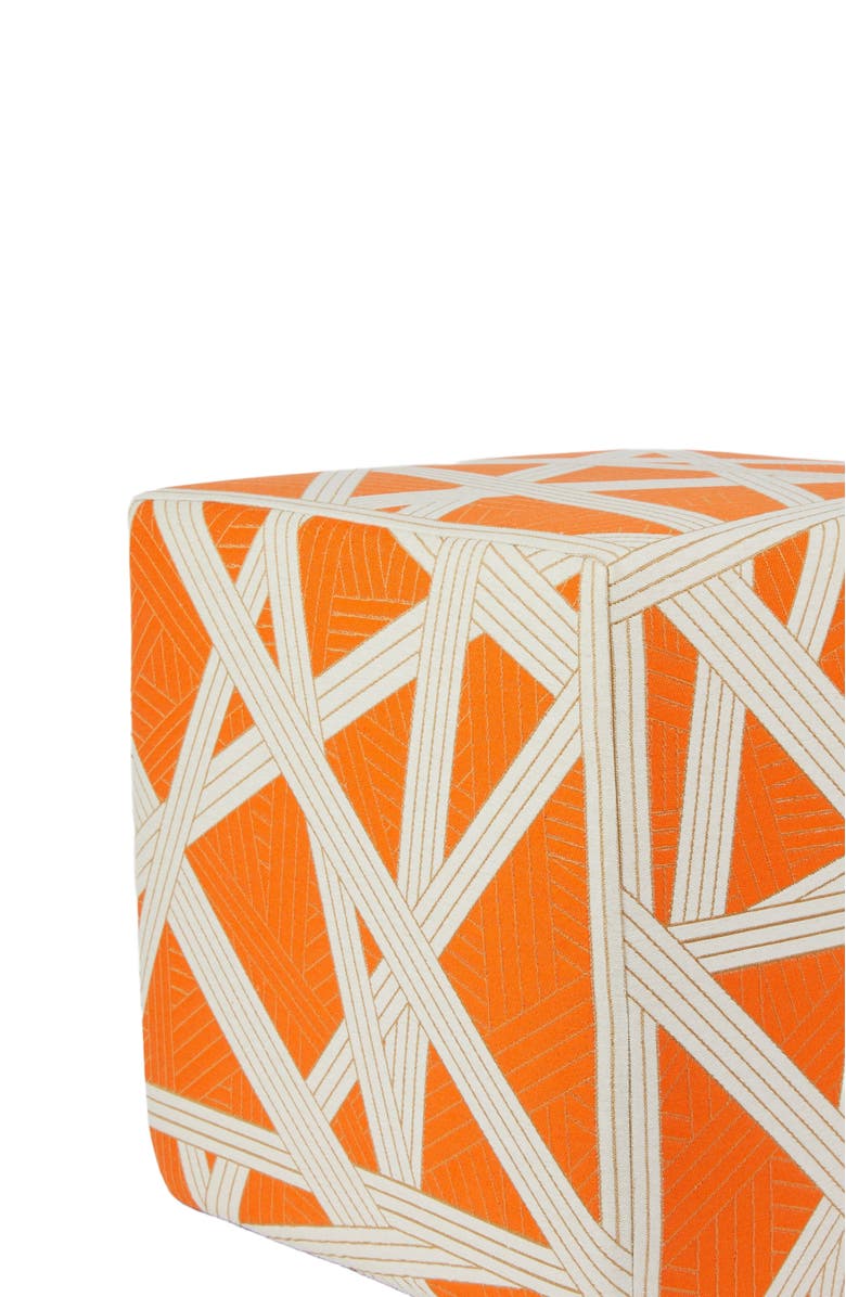 Missoni Home Nastri 40x40x40 Cm Footstool Cube With Contrasting Stitching, Alternate, color, Orange
