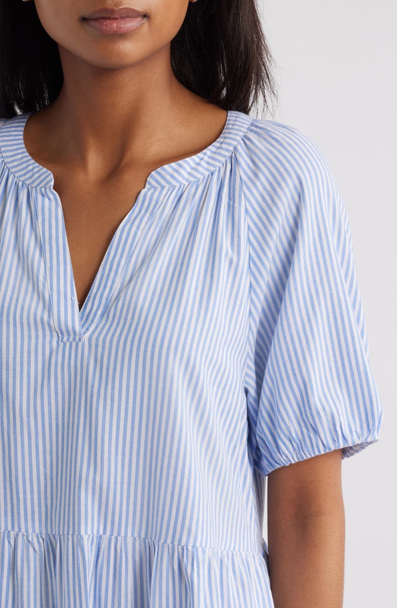 beachlunchlounge Alora Stripe Tiered Cotton Blend Dress, Alternate, color, Light Sail