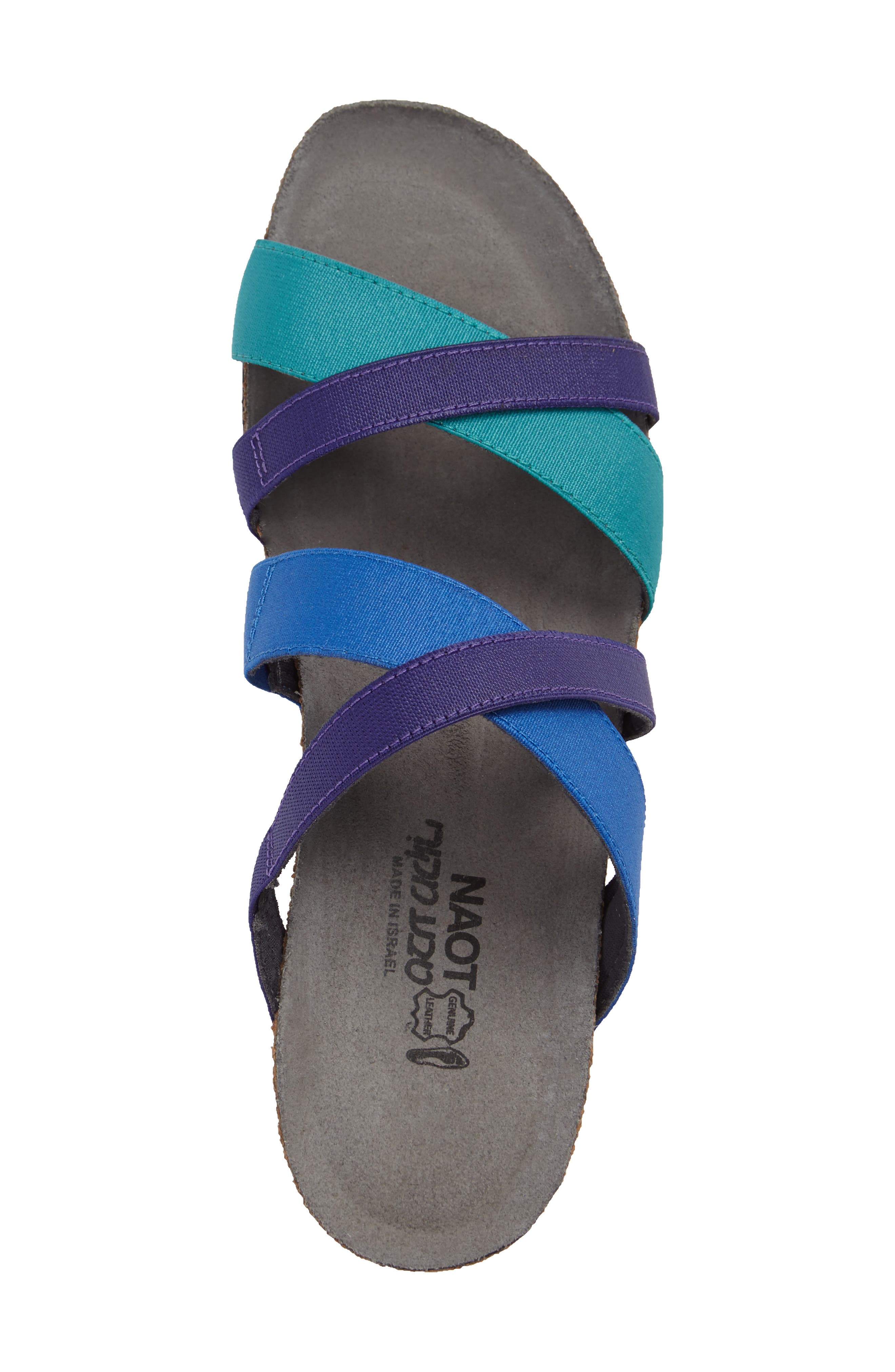 Roxana Strappy Slip-On Sandal, Alternate, color, BLUE/ PURPLE FABRIC